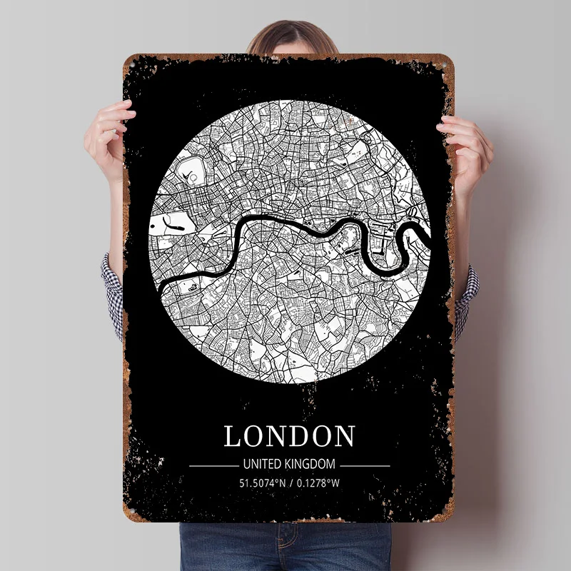Retro Gaming London - Peta Kota London Papan Timah Poster