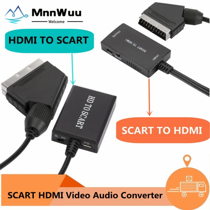 Scart To Hdmi - Konverter Audio Video HDMI-Kompatibel Ke SCART