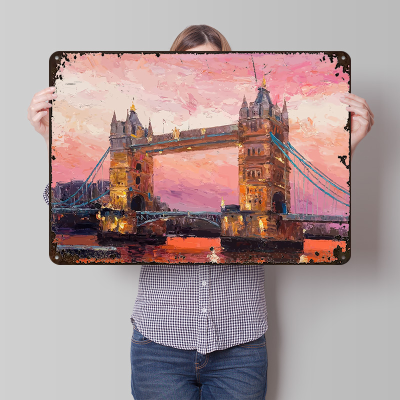 Retro Gaming London - Poster Logam Perjalanan ke London, Seni
