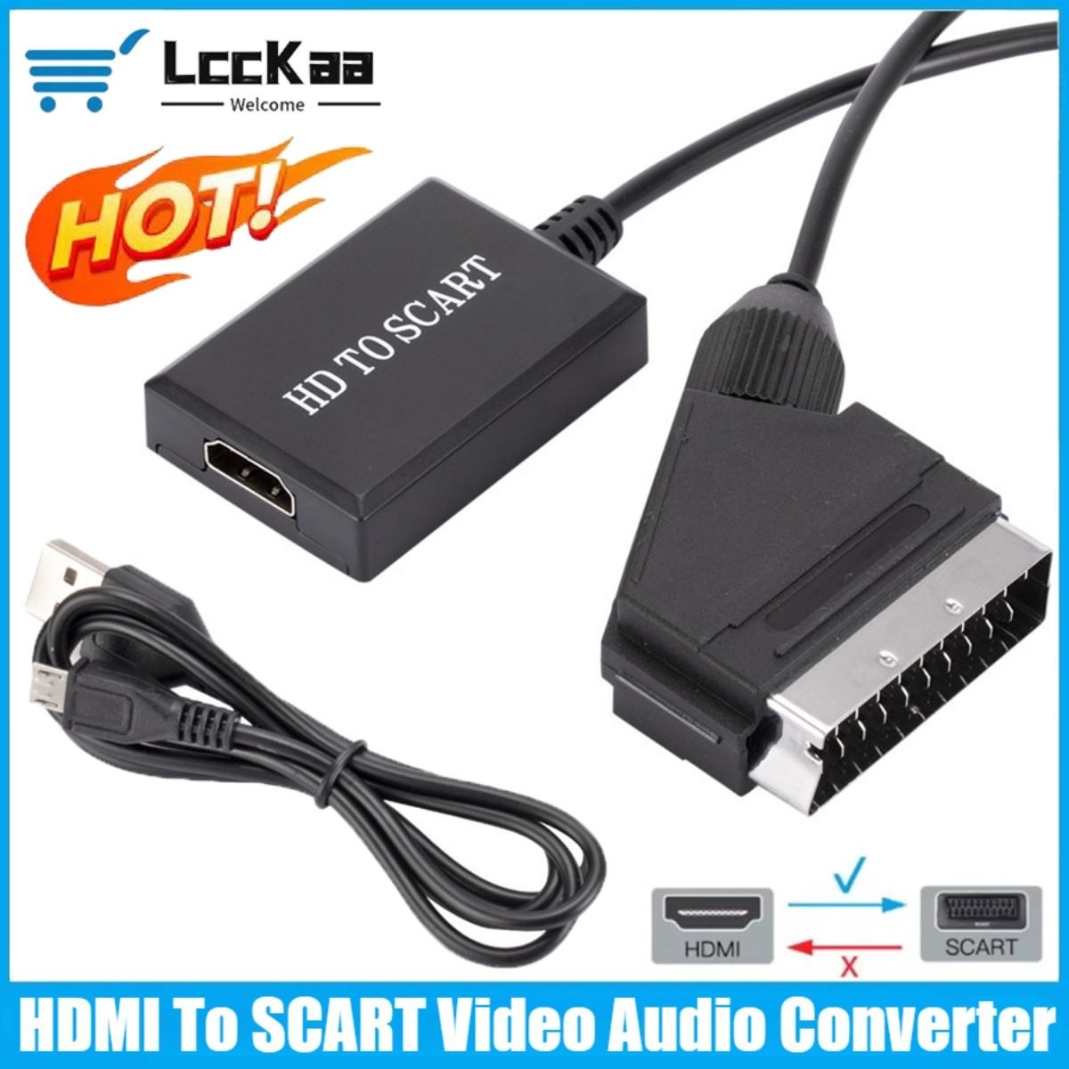 Scart To Hdmi - LccKaa 1080P HDMI Ke SCART Adaptor