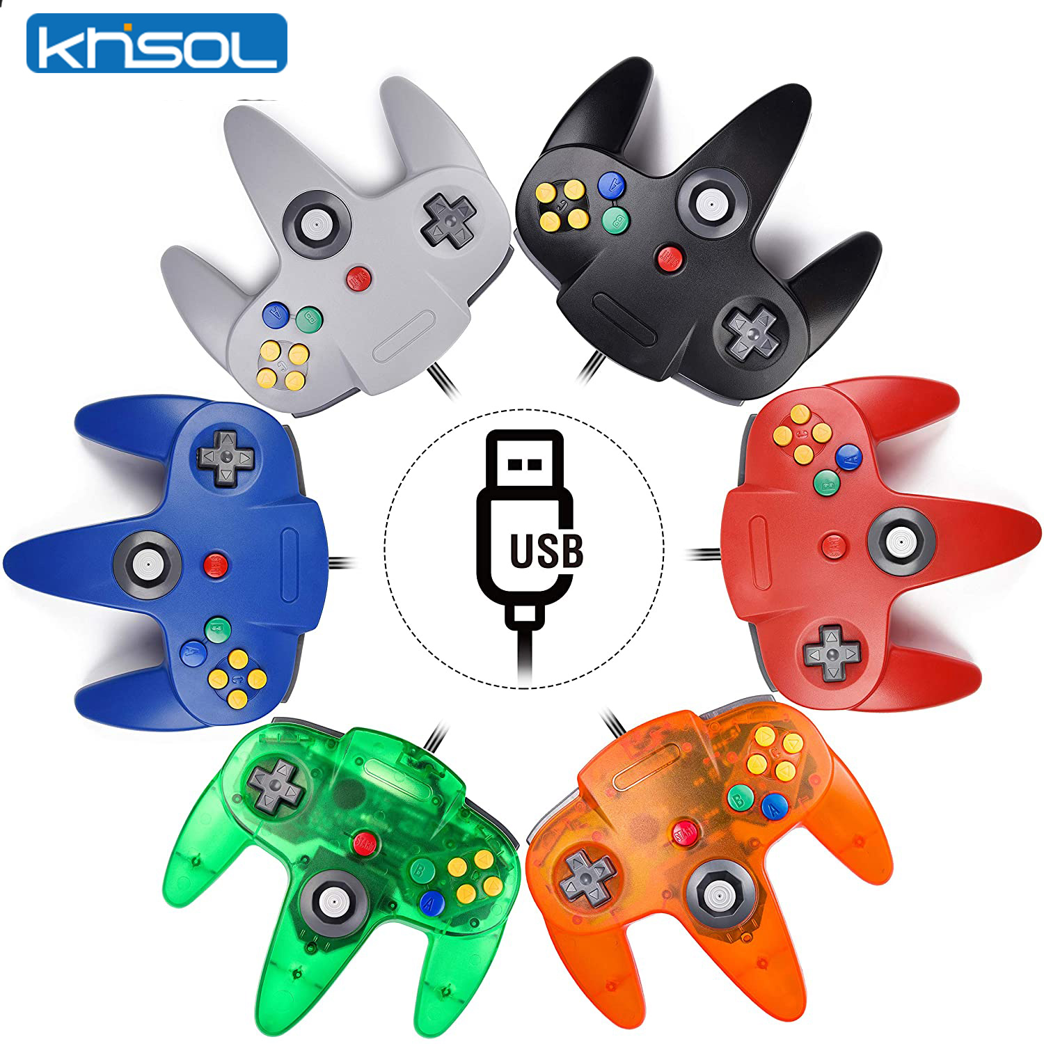 Retro Gaming Tablet - N64 kontroler klasik berkabel USB, aksesori