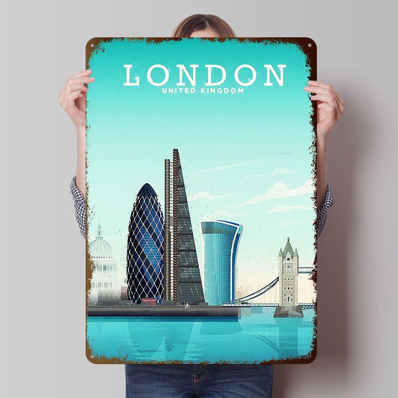 Poster Logam Perjalanan London - Retro Gaming London ulasan dan harga