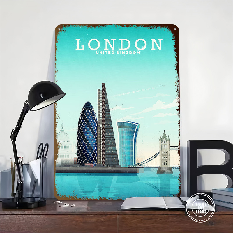 Poster Logam Perjalanan London - Retro Gaming London ulasan dan harga