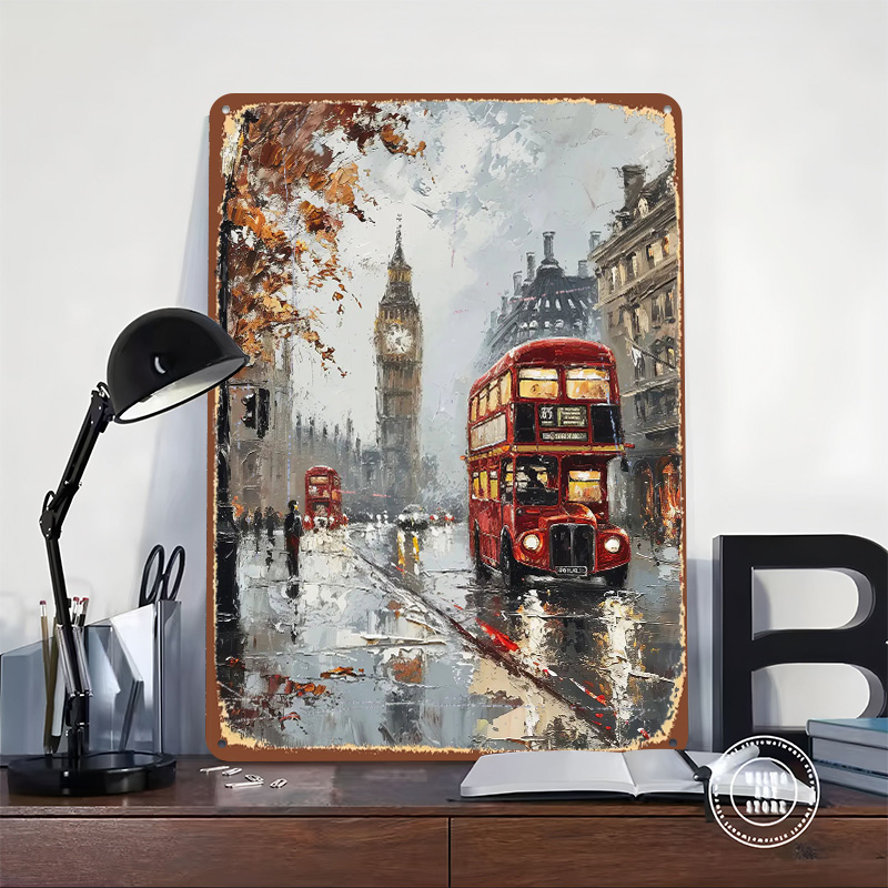 Poster Logam Bus London, Seni  - Retro Gaming London ulasan dan harga